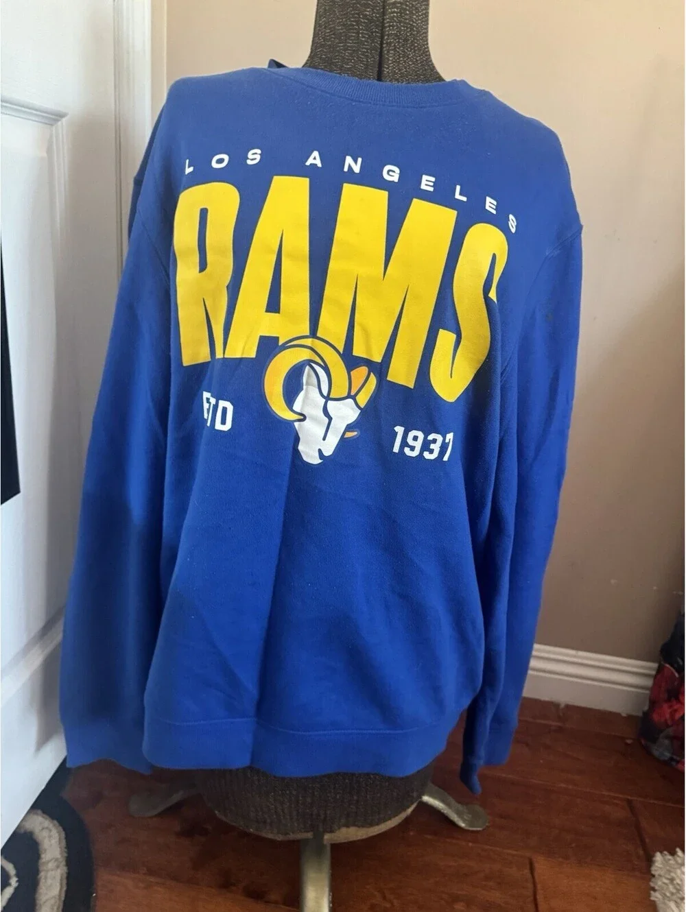 Officially Licensed NFL Men's Crew-Neck Fleece Pullover by Glll - Rams - 909-218